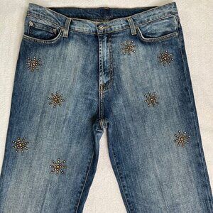 Kippys Womens Hand Applied Swarovski Crystal Stars Denim Jeans Size 14 Rare